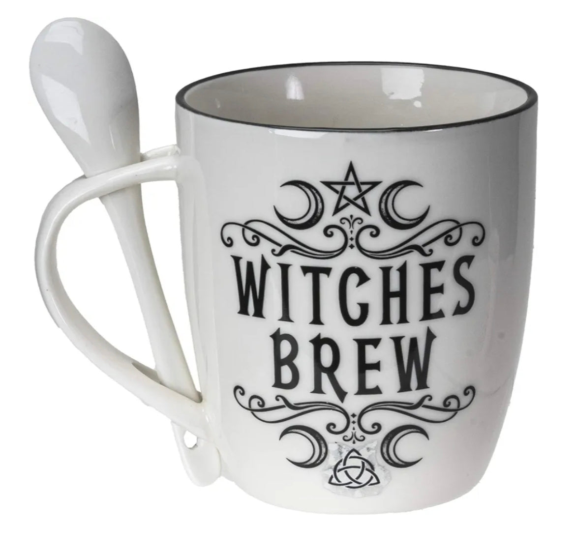 Witches Brew Crescent Mug & Spoon – 13 oz Ceramic Tea Cup