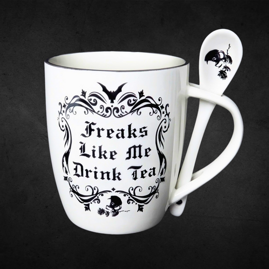 Freaks Like Me Drink Mug Tea Cup and Spoon