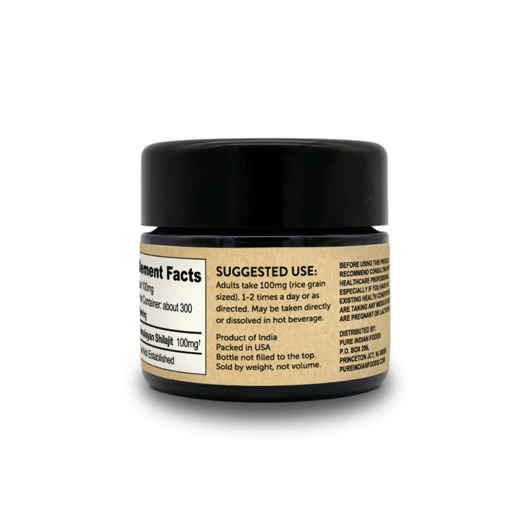 Suggested Use Label on Best Shilajit Ever™ 30g Jar – Pure Himalayan Resin Supplement with Dosing Instructions