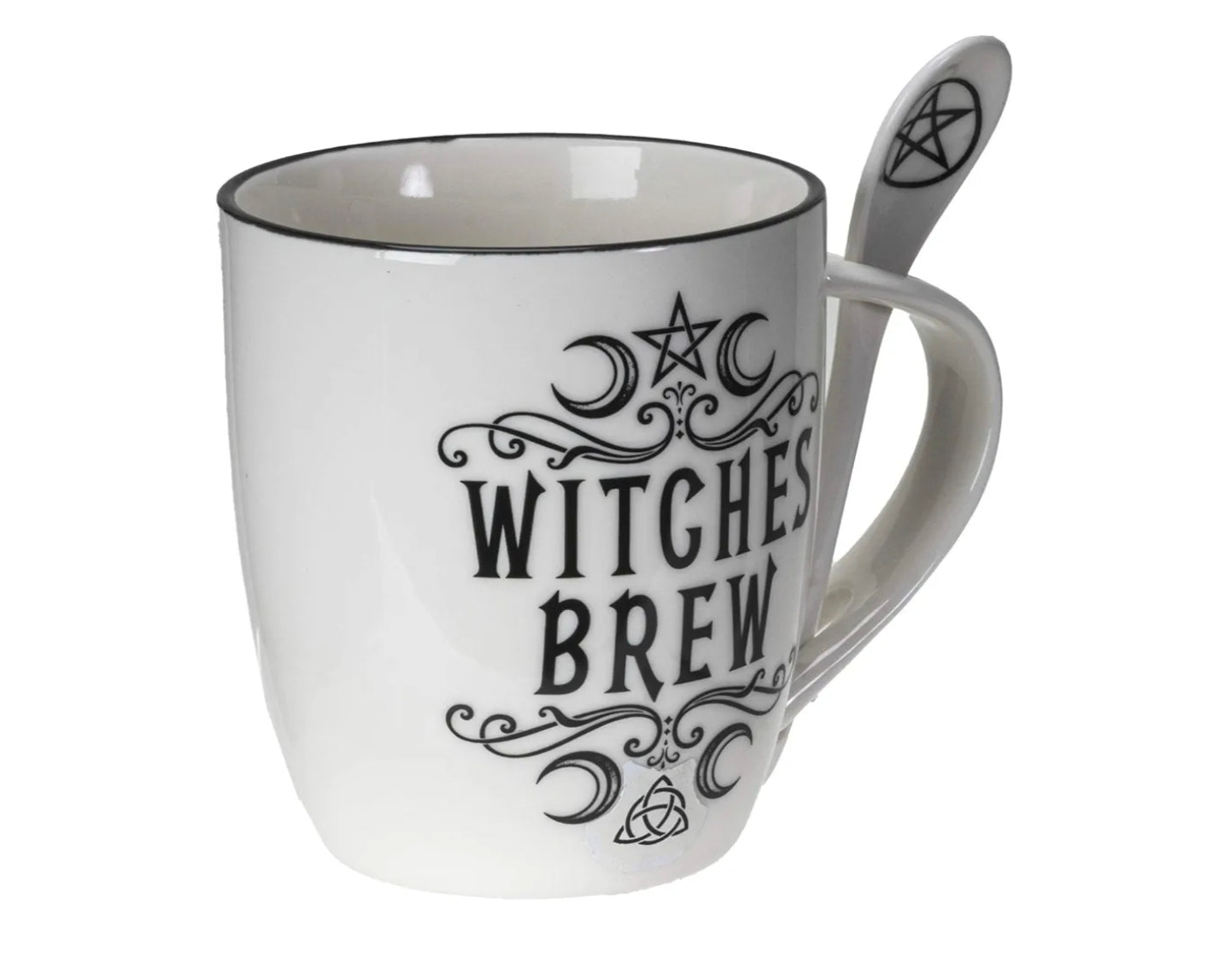 Witches Brew Crescent Mug & Spoon – 13 oz Ceramic Tea Cup