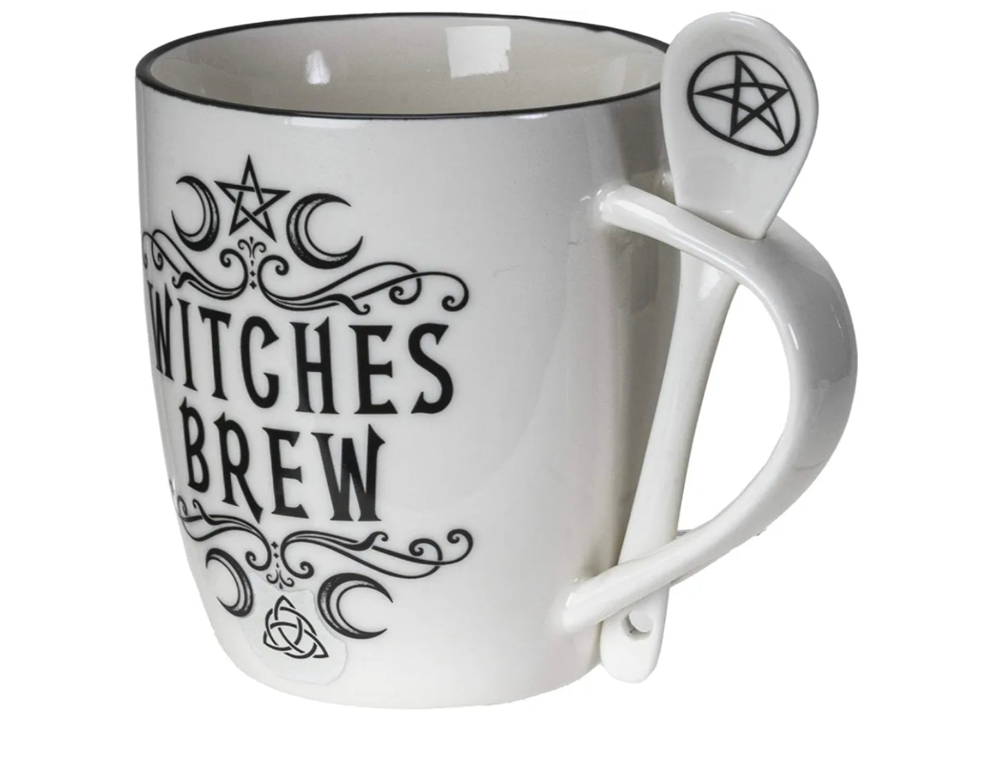 Witches Brew Crescent Mug & Spoon – 13 oz Ceramic Tea Cup