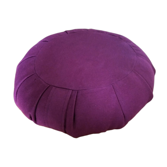 Burgundy OMSutra meditation cushion filled with buckwheat for floor seating